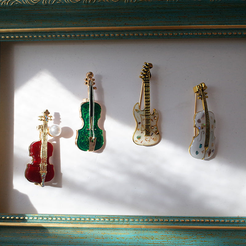 Musical Instrument Brooch Pin – Guitar, Violin, Piano for Women & Kids