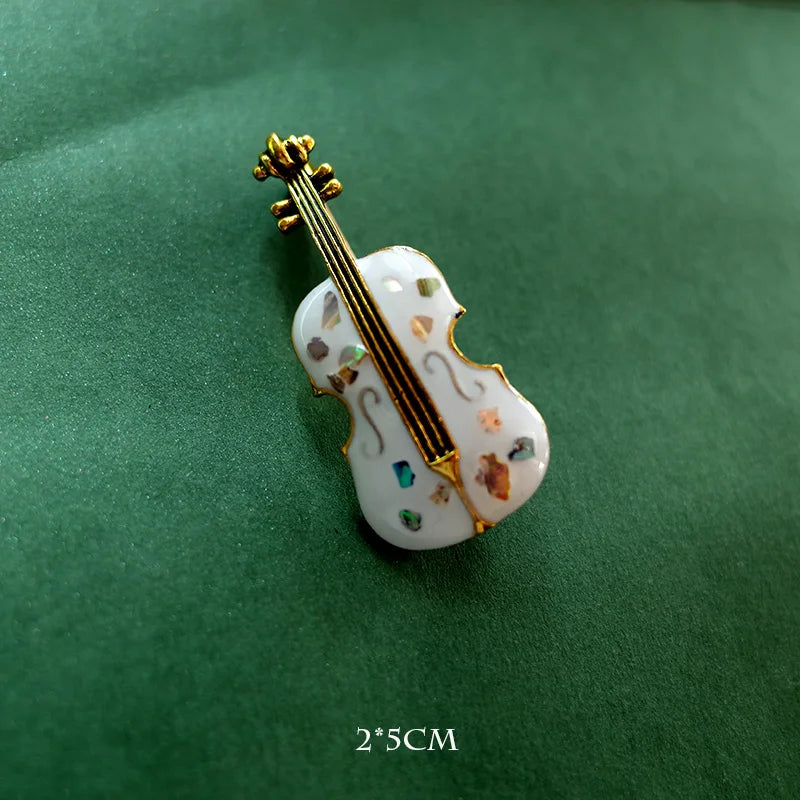 Musical Instrument Brooch Pin – Guitar, Violin, Piano for Women & Kids