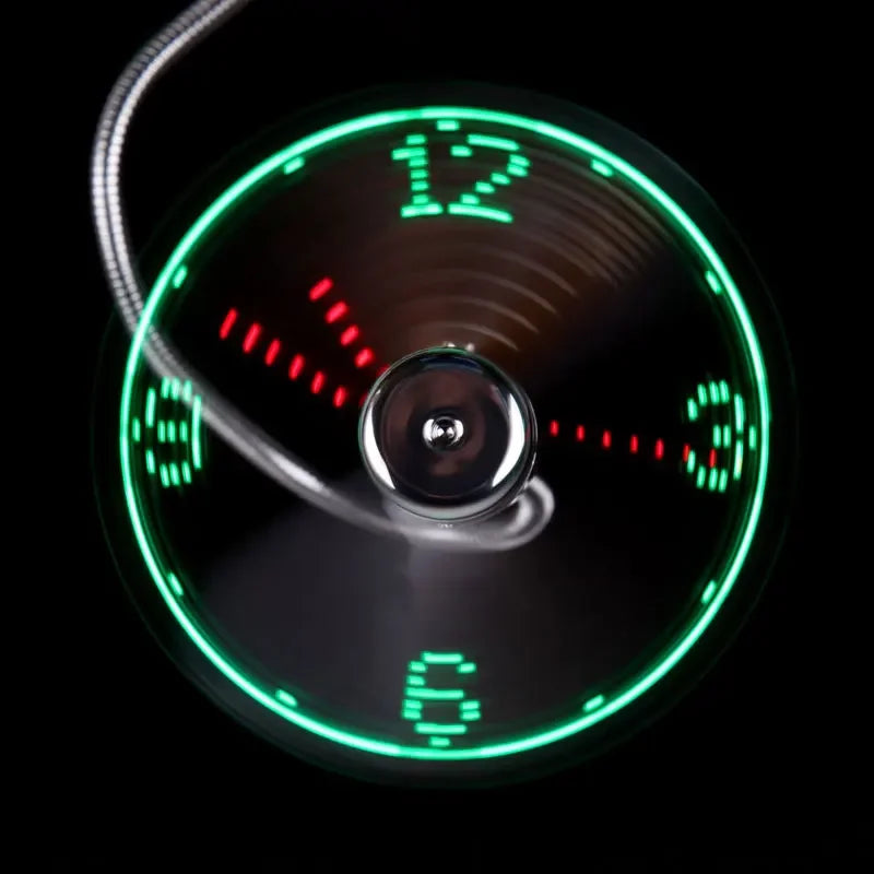 USB Mini Flexible Fan with LED Light – Adjustable Desk Fan