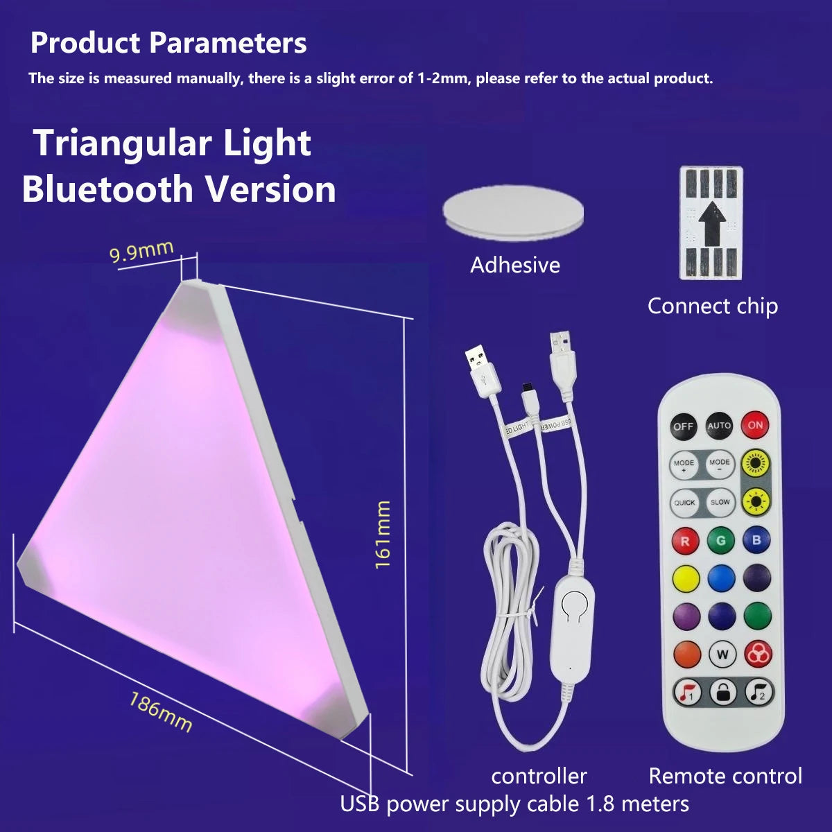 RGB Quantum Triangle Wall Light – WiFi & Bluetooth App Control