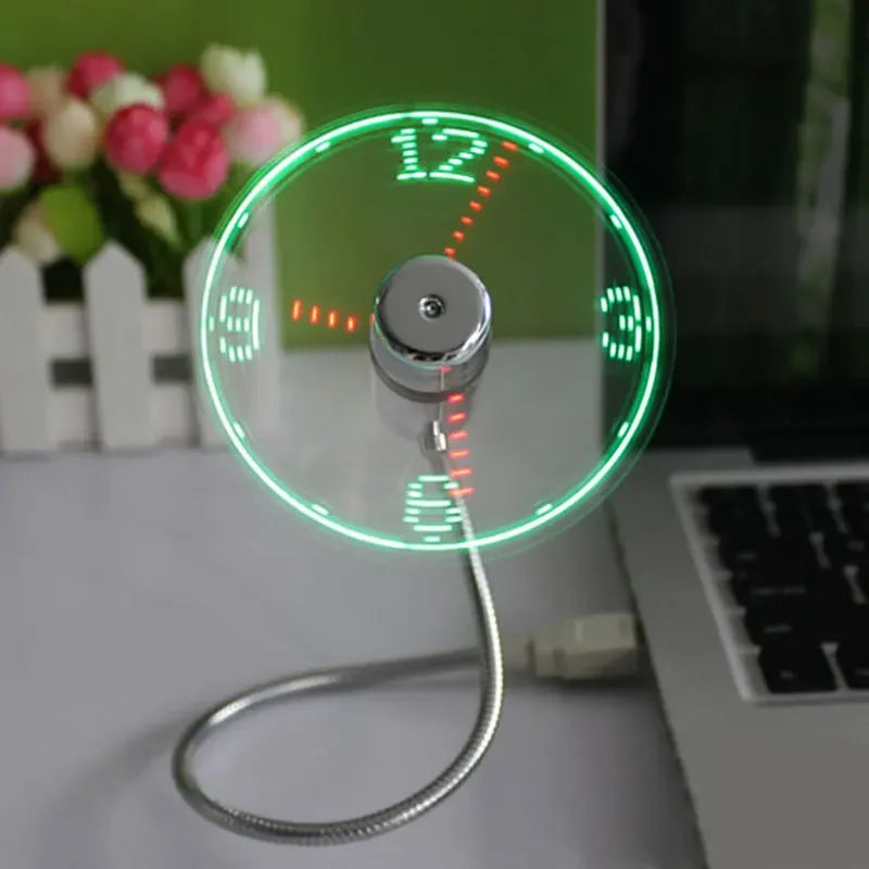 USB Mini Flexible Fan with LED Light – Adjustable Desk Fan