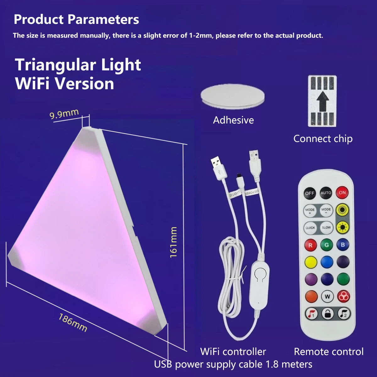 RGB Quantum Triangle Wall Light – WiFi & Bluetooth App Control