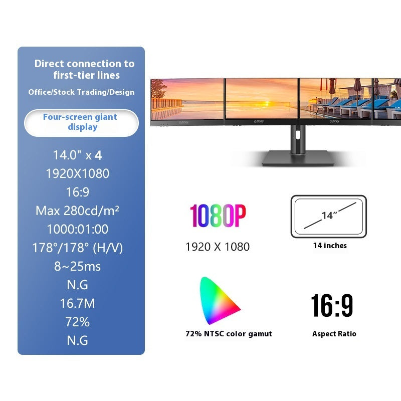 14-Inch Portable Dual Screen Monitor – HD Office Display