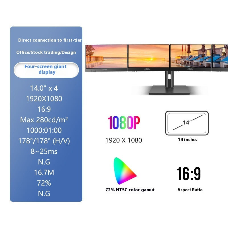 14-Inch Portable Dual Screen Monitor – HD Office Display