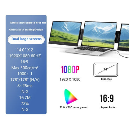 14-Inch Portable Dual Screen Monitor – HD Office Display