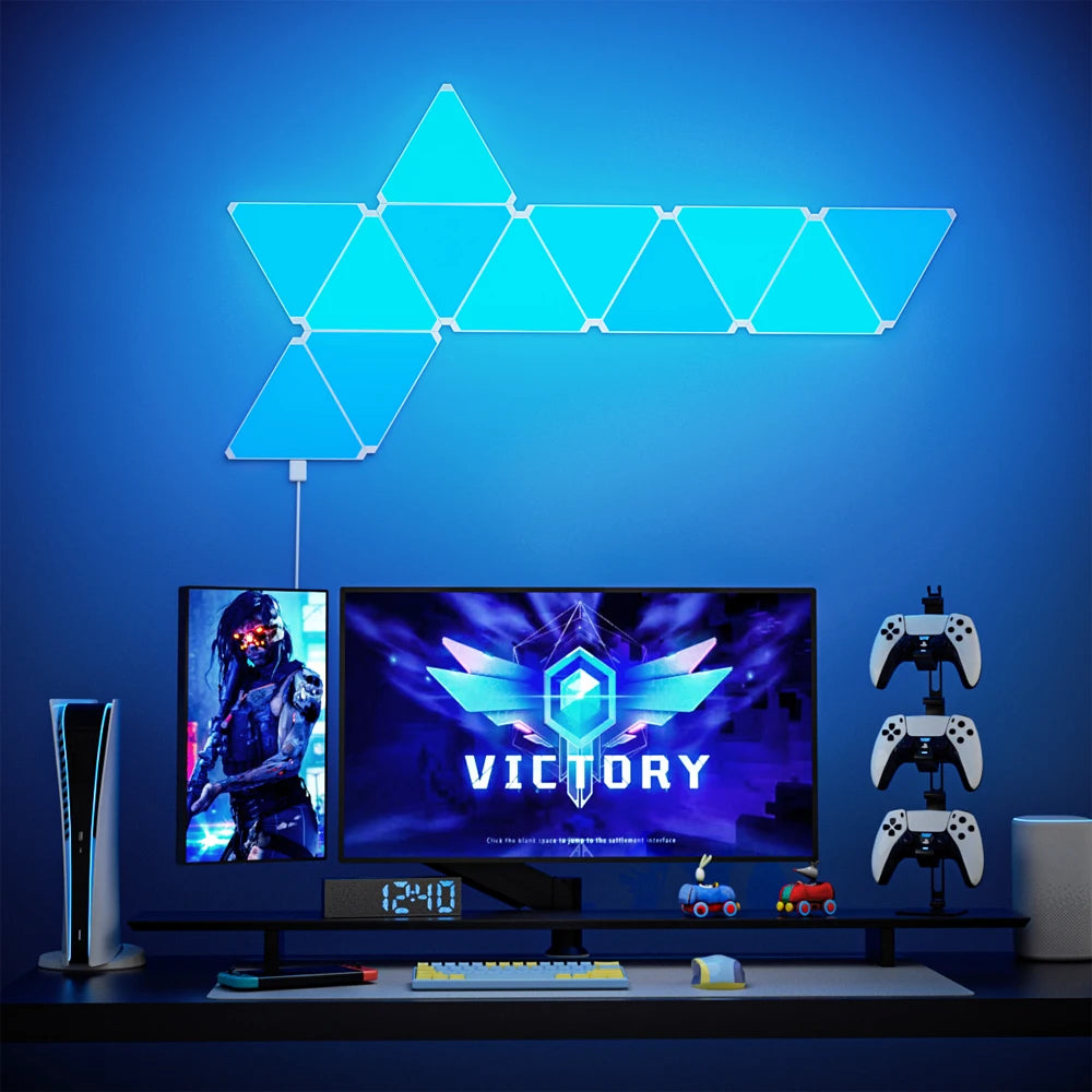 RGB Quantum Triangle Wall Light – WiFi &amp; Bluetooth App Control