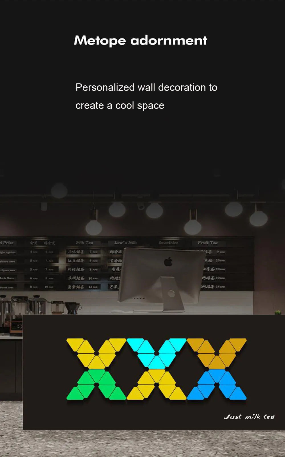 RGB Quantum Triangle Wall Light – WiFi &amp; Bluetooth App Control