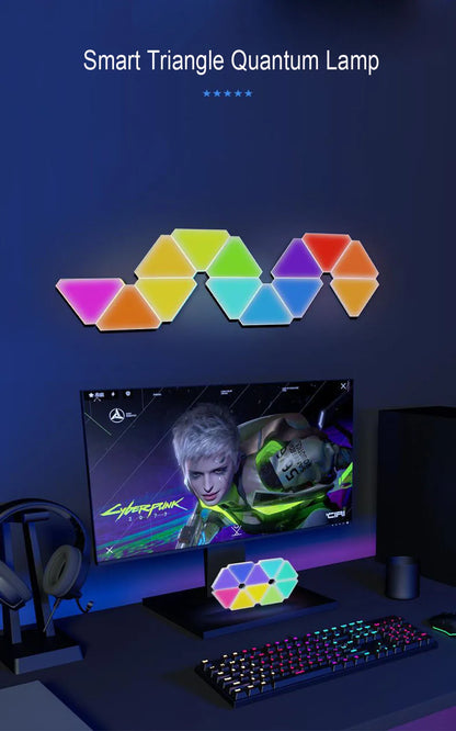 RGB Quantum Triangle Wall Light – WiFi &amp; Bluetooth App Control