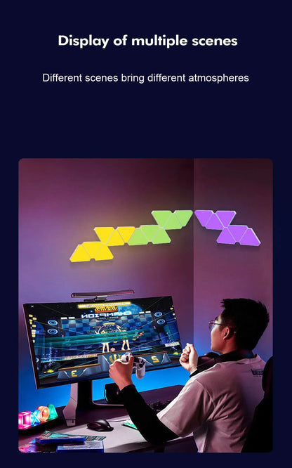 RGB Quantum Triangle Wall Light – WiFi &amp; Bluetooth App Control