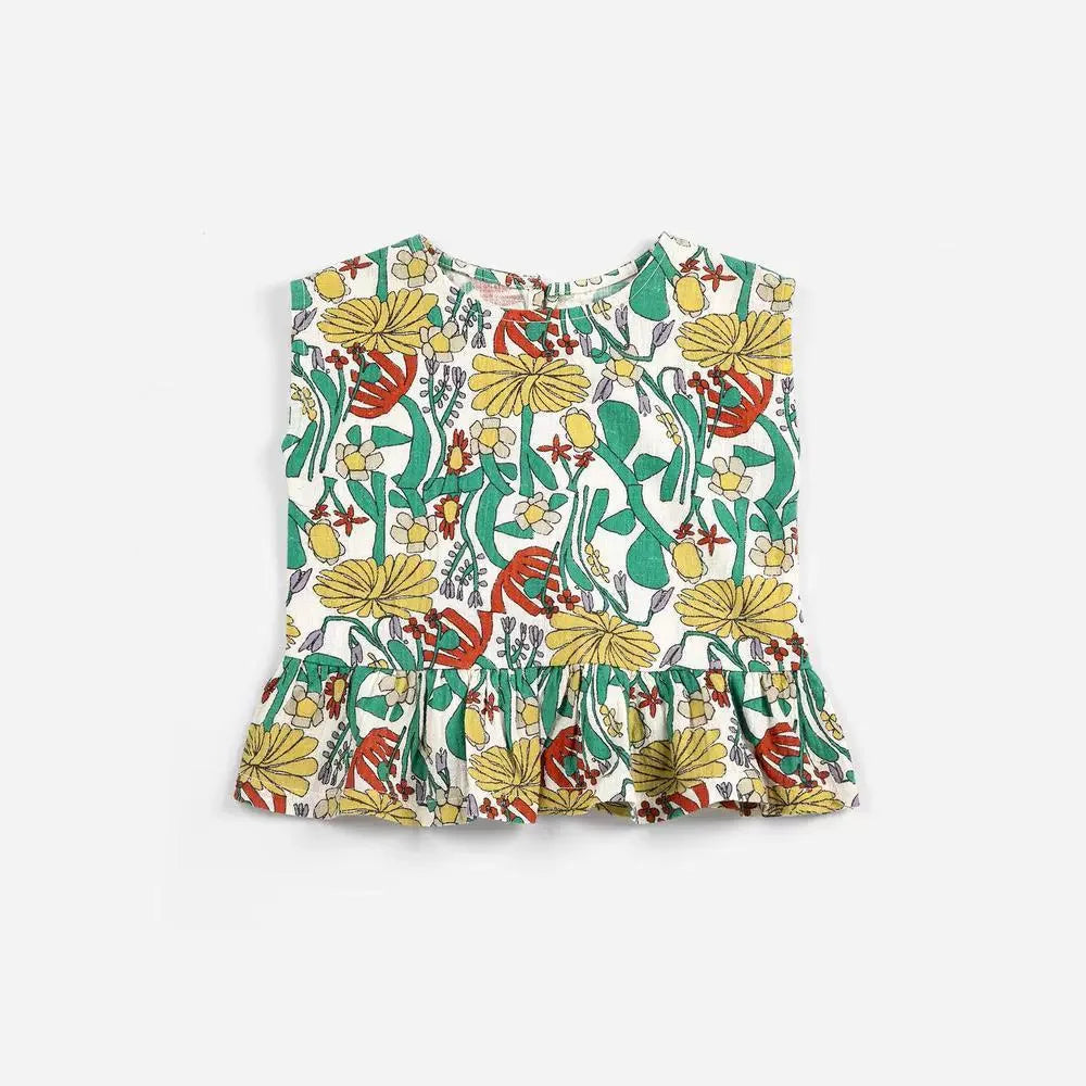 Girls Countryside Flower Printed Dress – Kids Summer Outfit