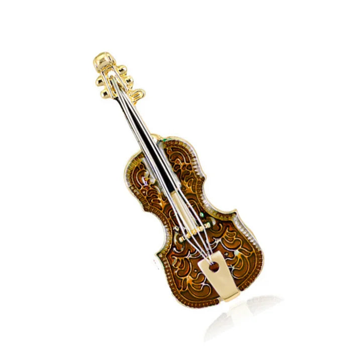 Musical Instrument Brooch Pin – Guitar, Violin, Piano for Women &amp; Kids