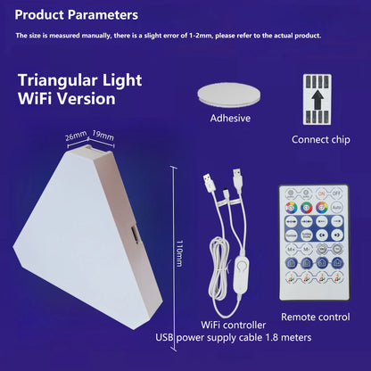 RGB Quantum Triangle Wall Light – WiFi &amp; Bluetooth App Control