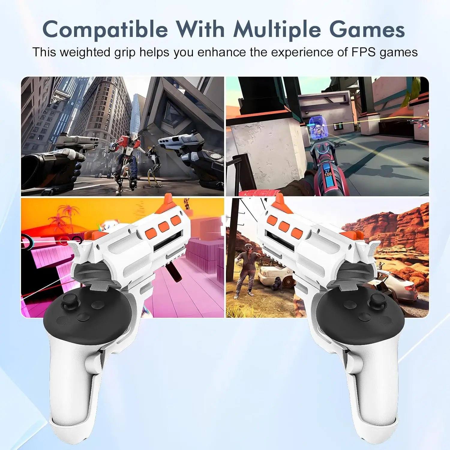 VR Gunstock Grip Handle Attachment for Meta Quest 2/3/3S – FPS Gaming