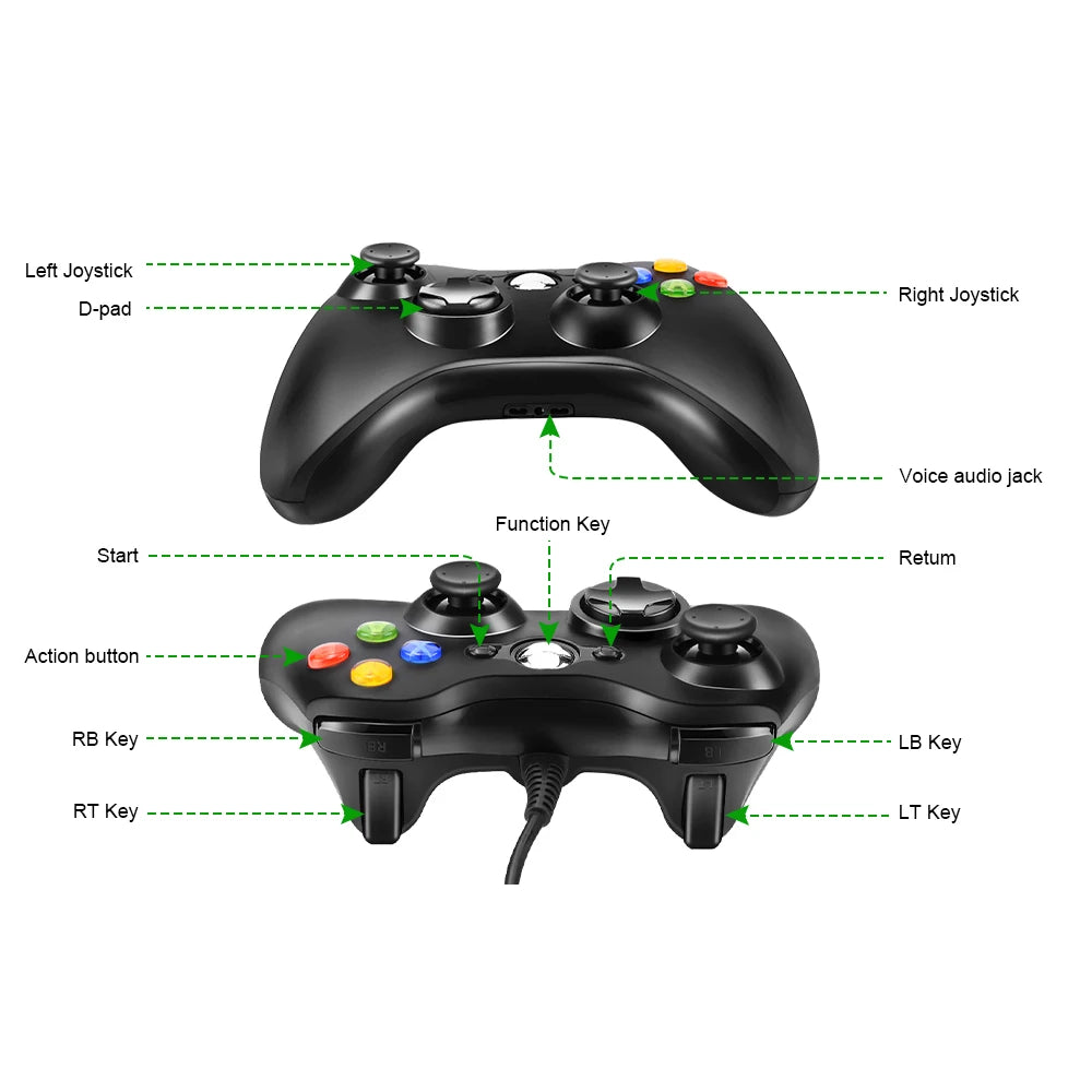 Xbox 360 Wired Game Controller for PC – Windows 7/8/10 Compatible