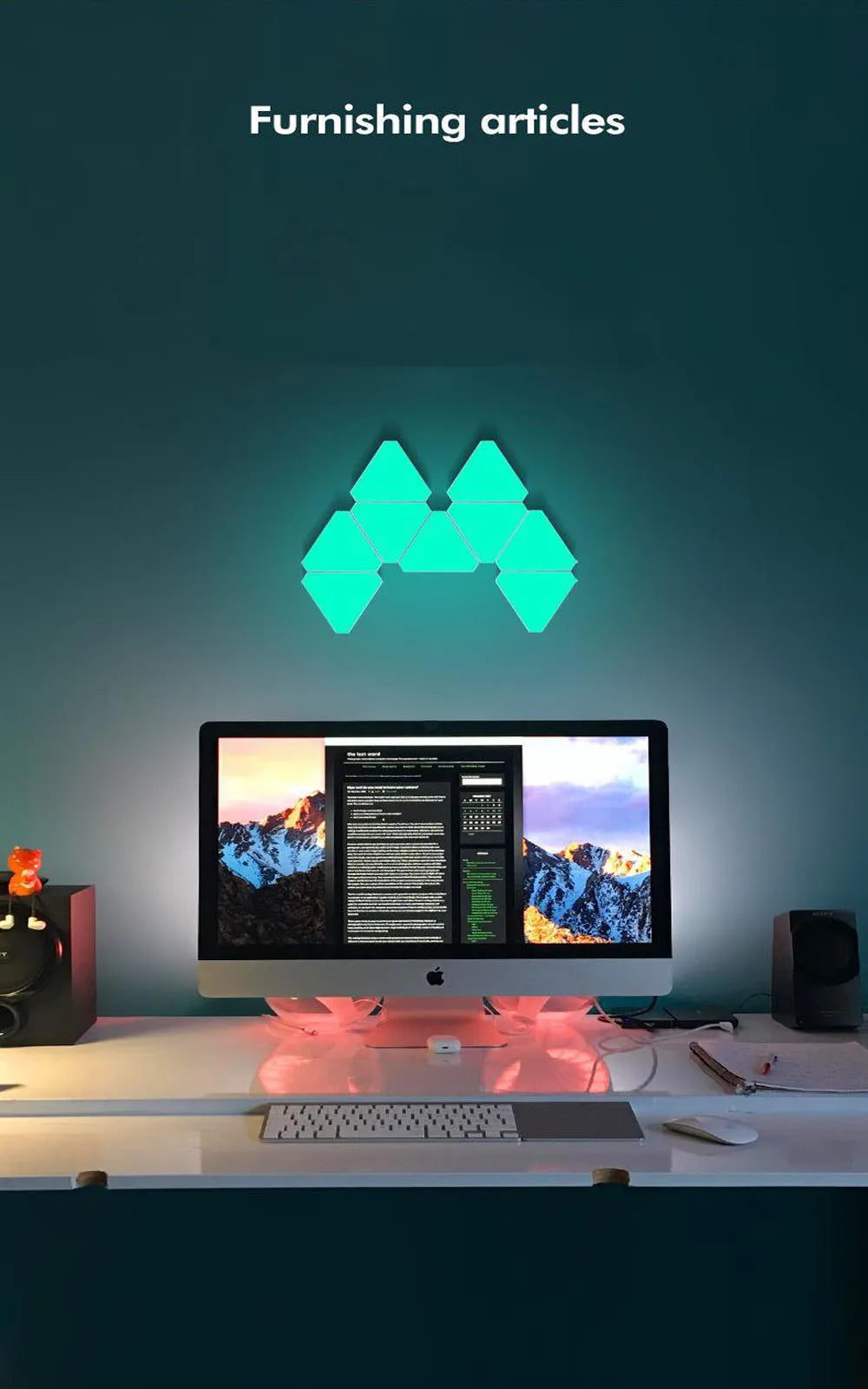 RGB Quantum Triangle Wall Light – WiFi &amp; Bluetooth App Control
