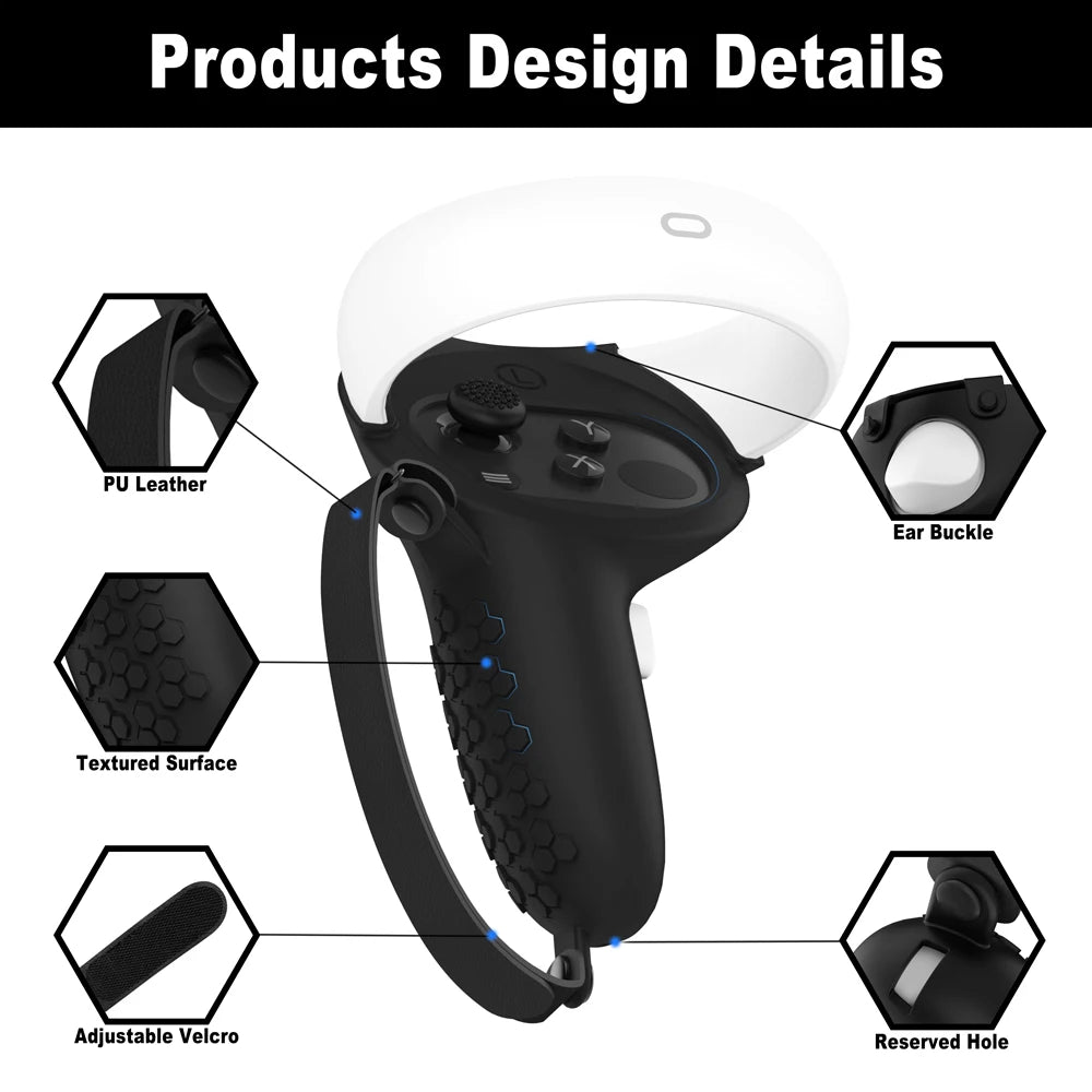 Silicone VR Controller Cover &amp; Knuckle Grip for Oculus Quest 2/3