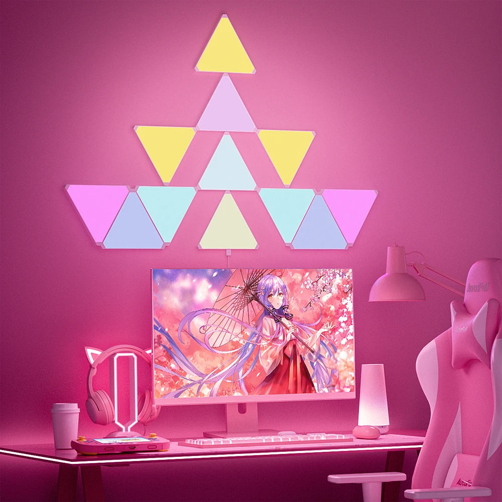 RGB Quantum Triangle Wall Light – WiFi &amp; Bluetooth App Control