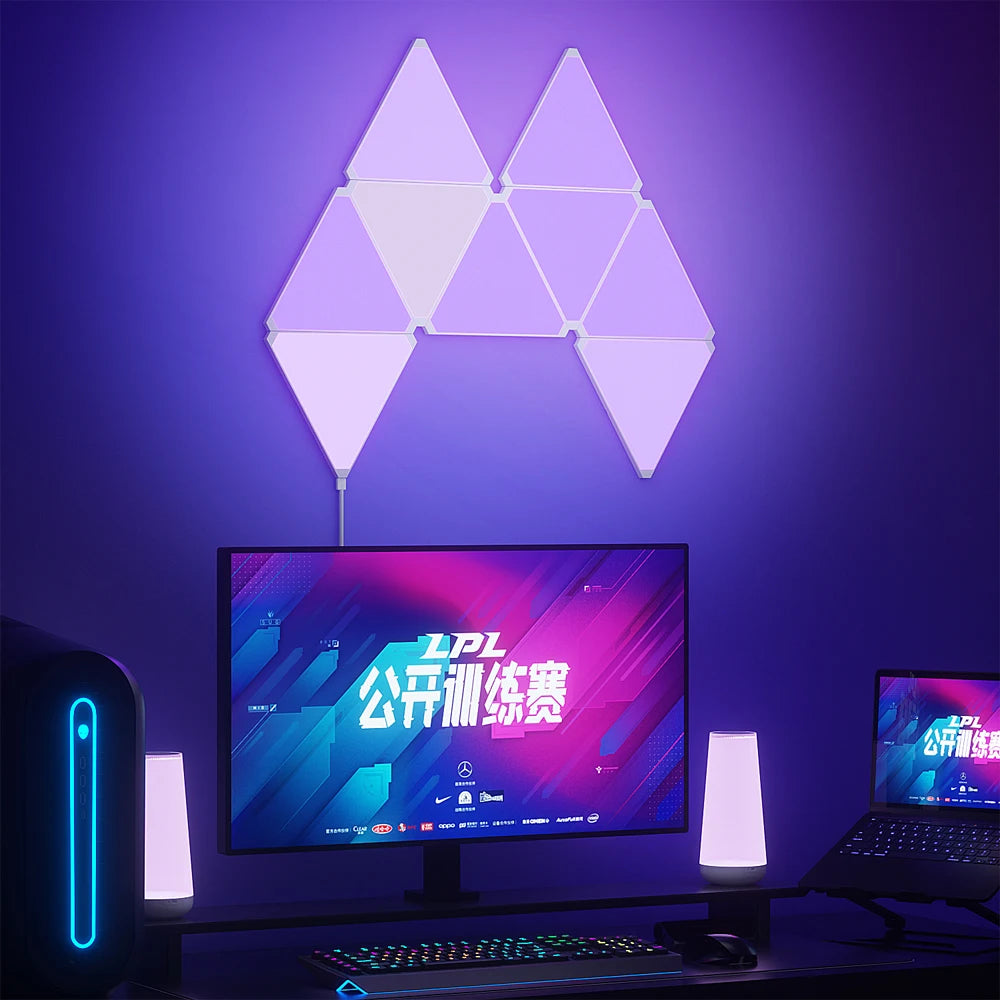 RGB Quantum Triangle Wall Light – WiFi &amp; Bluetooth App Control
