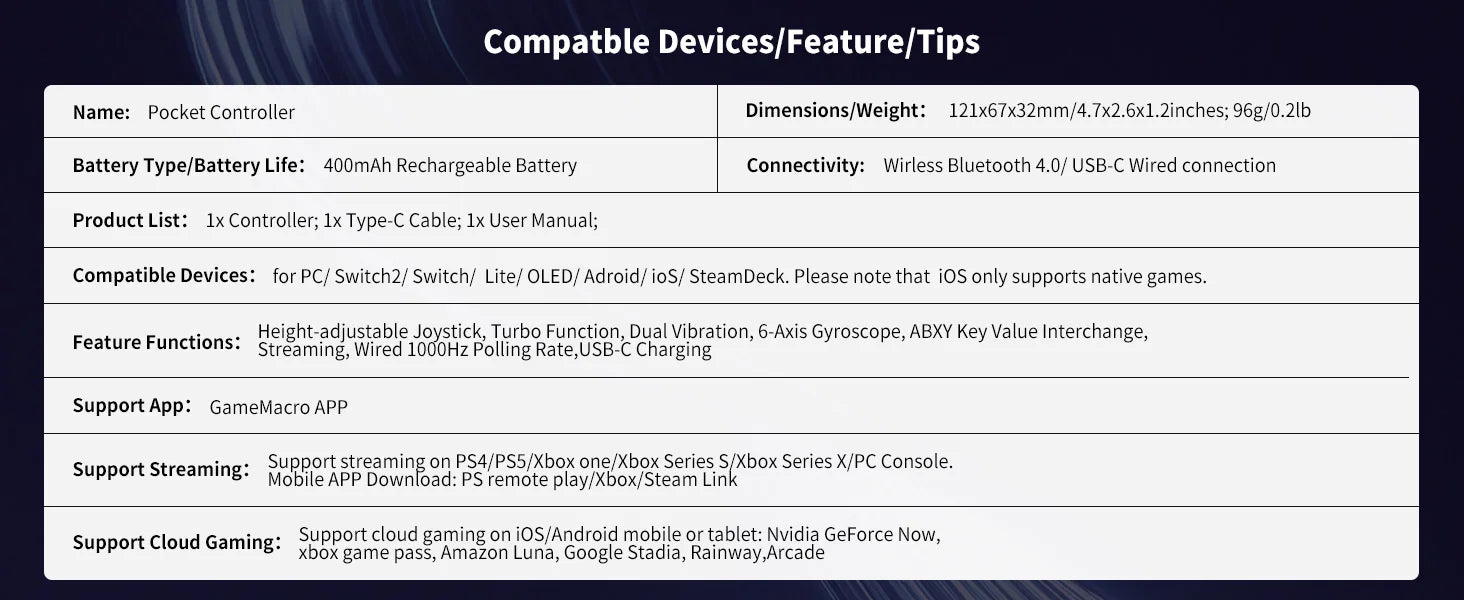 AceGamer wireless pocket controller – Compact Gaming for Switch &amp; PC