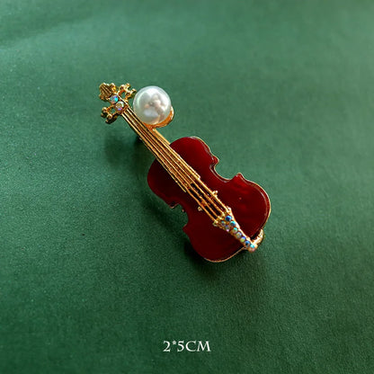 Musical Instrument Brooch Pin – Guitar, Violin, Piano for Women &amp; Kids