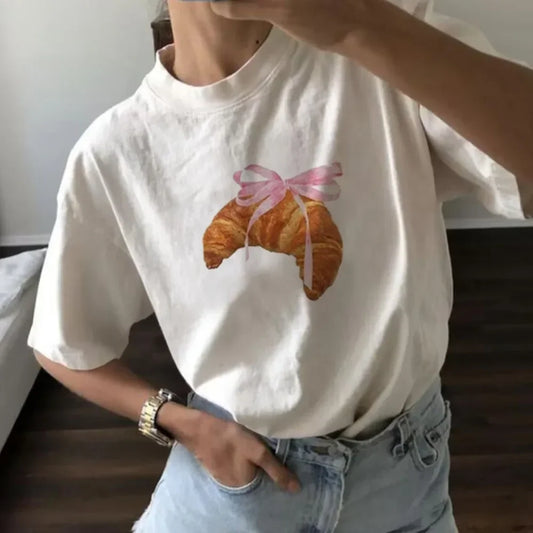Y2K Pink Printed Women's T-shirt – Cute Half-sleeve Top