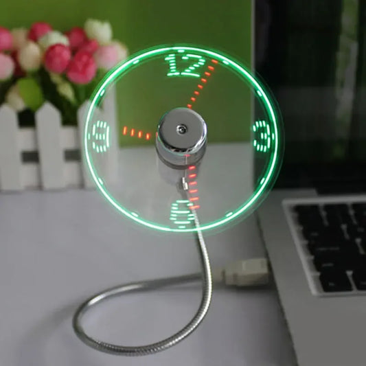 USB Mini Flexible Fan with LED Light – Adjustable Desk Fan