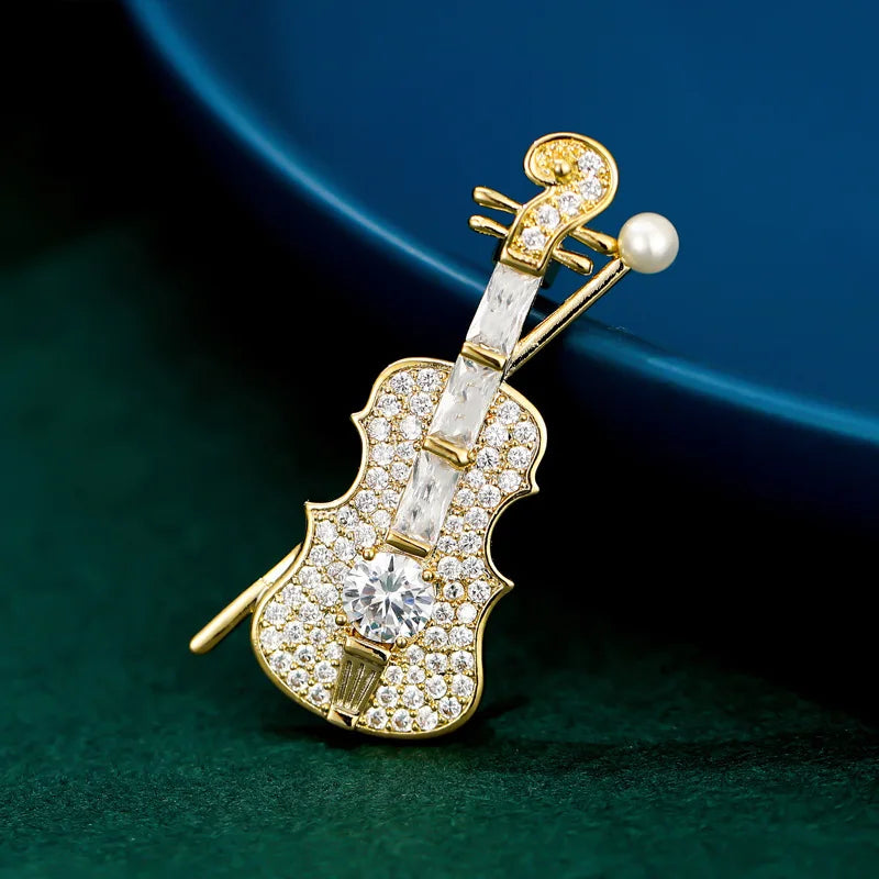 Musical Instrument Brooch Pin – Guitar, Violin, Piano for Women &amp; Kids