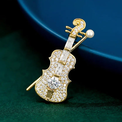 Musical Instrument Brooch Pin – Guitar, Violin, Piano for Women &amp; Kids