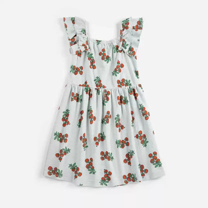 Girls Countryside Flower Printed Dress – Kids Summer Outfit