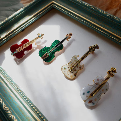 Musical Instrument Brooch Pin – Guitar, Violin, Piano for Women &amp; Kids