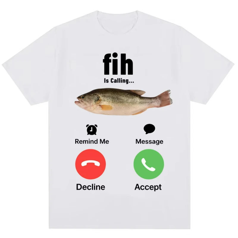 Funny Meme T-shirt – “Fih Is Calling” Humor Streetwear