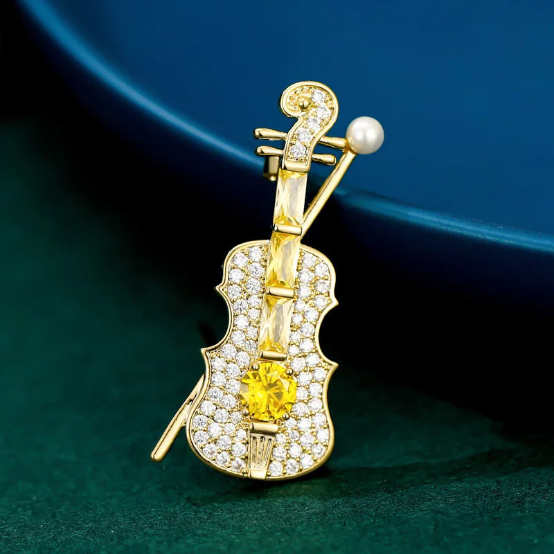 Musical Instrument Brooch Pin – Guitar, Violin, Piano for Women &amp; Kids