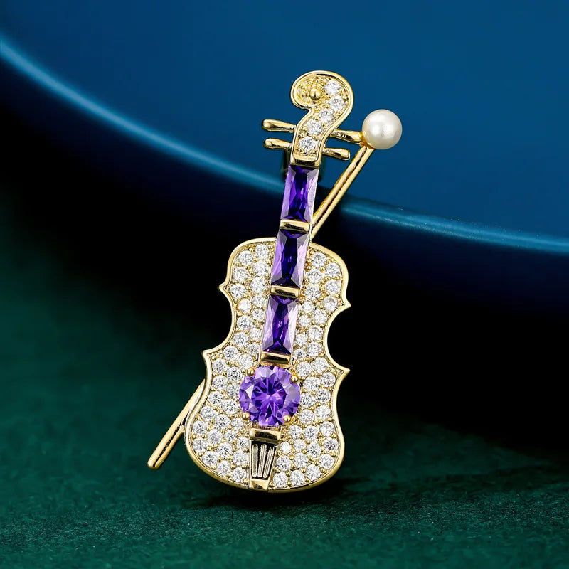 Musical Instrument Brooch Pin – Guitar, Violin, Piano for Women &amp; Kids