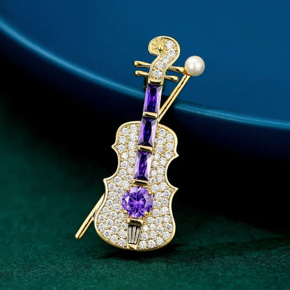Musical Instrument Brooch Pin – Guitar, Violin, Piano for Women &amp; Kids