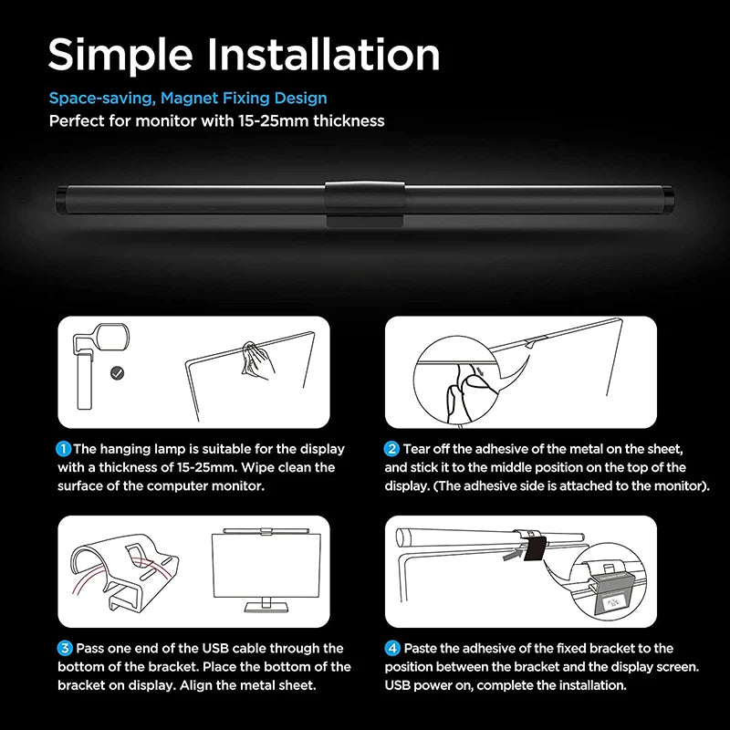 RGB LED Monitor Light Bar – 44cm Screen Hanging Lamp