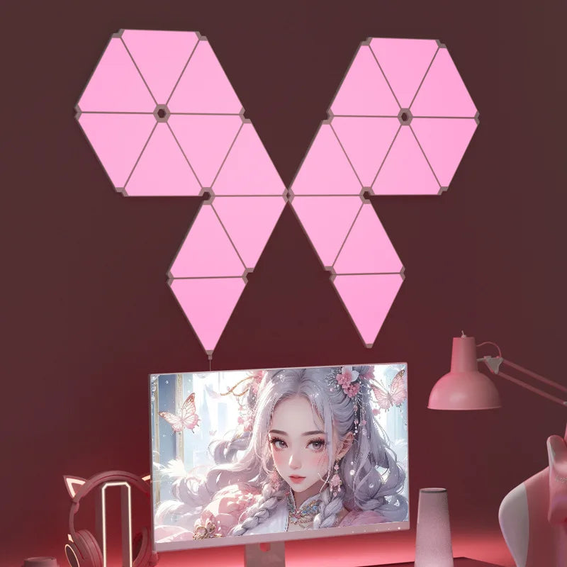 RGB Quantum Triangle Wall Light – WiFi &amp; Bluetooth App Control