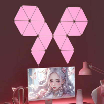 RGB Quantum Triangle Wall Light – WiFi &amp; Bluetooth App Control