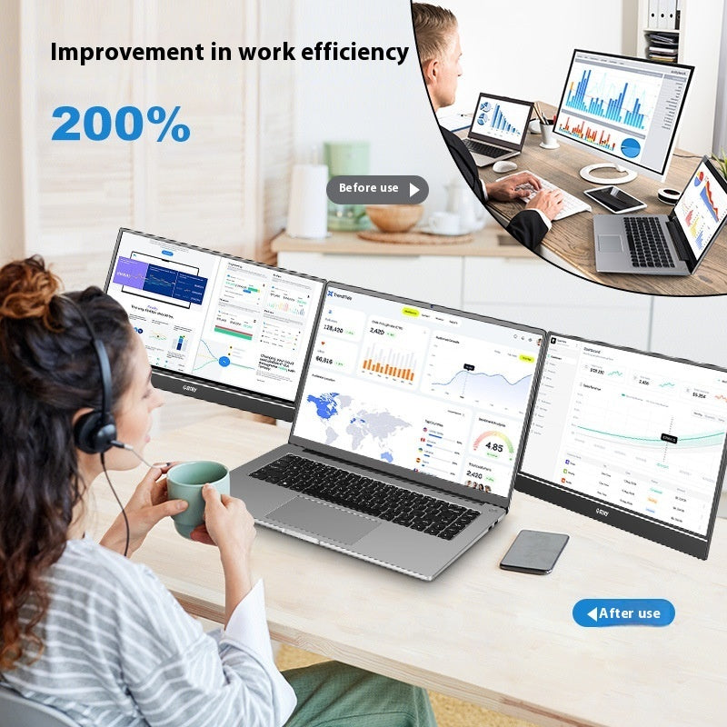 14-Inch Portable Dual Screen Monitor – HD Office Display